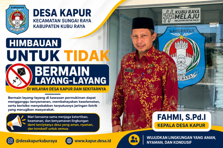 Kepala Desa Kapur Himbau Masyarakat Tidak Bermain Layang-Layang di Kawasan Permukiman