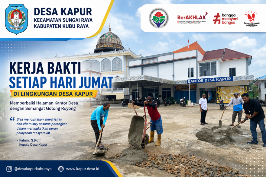 Kerja Bakti Jumat: Pemerintah Desa Kapur Perbaiki Halaman Kantor Desa