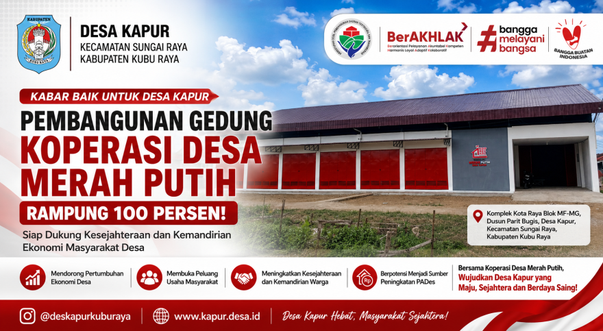Pembangunan Gedung Koperasi Desa Merah Putih Desa Kapur Rampung 100 Persen